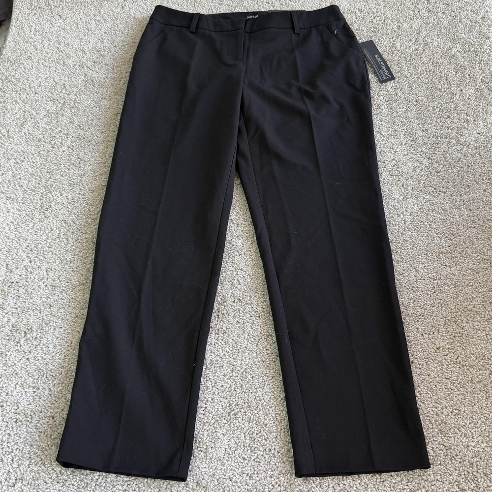 Apt 9 Dress Pants Womens 6 Black Slim Straight Mid Rise Stretch Workwear Office